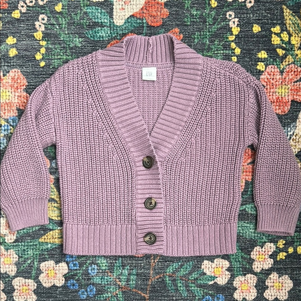 Gap Purple Shaker Stitch Toddler Cardigan, Size 18-24 Months
